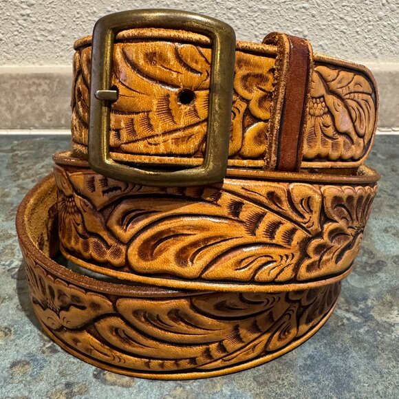 Rockmount Tooled Leather Belt - Picture 1 of 6